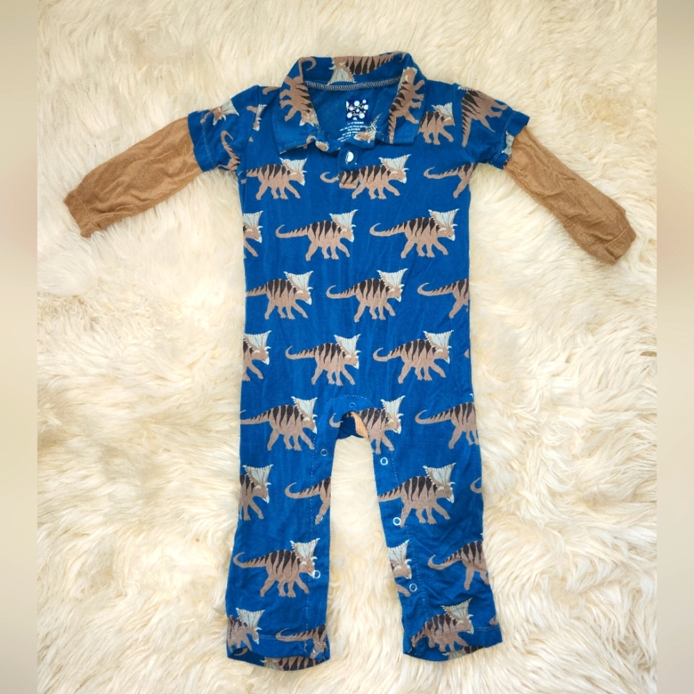 Kickee Pants Collar onsie romper dinosaur🦕print 12-18 mos
